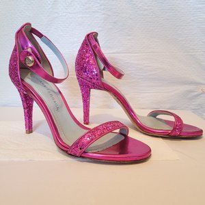 NWOT - Chiara Ferragni Pink Glitter Strappy High Heel Sandals - Sz 37 (US 7)